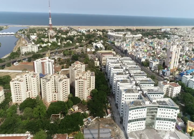 An aerial shot of an empty street of Chennai during the COVID-19 lockdown in India