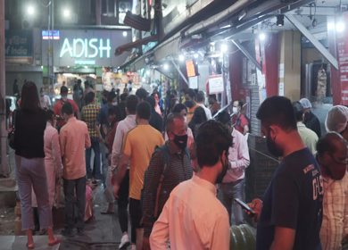 4th April 2021: Shot of people eating at Rajinder Da Dhaba during Covid-19 at New Delhi,India