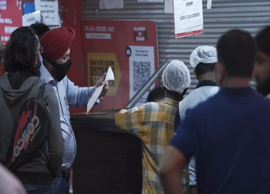 4th April 2021: Shot of people eating at Rajinder Da Dhaba during Covid-19 at New Delhi,India