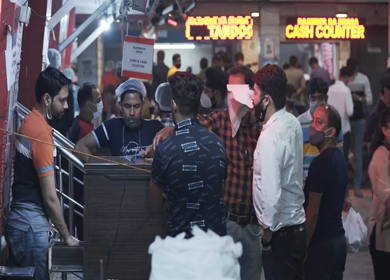4th April 2021: Shot of people eating at Rajinder Da Dhaba during Covid-19 at New Delhi,India
