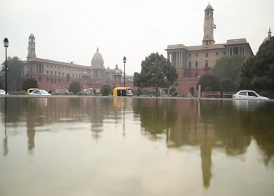A static shot of the Rashtrapati Bhavan in New Delhi, India