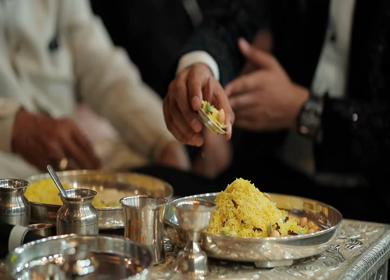 A shot of rituals being performed at an Indian Wedding in India