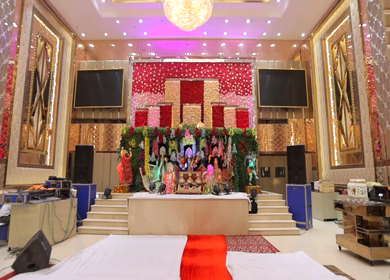 A shot of an Indian Wedding where rituals are being performed in India