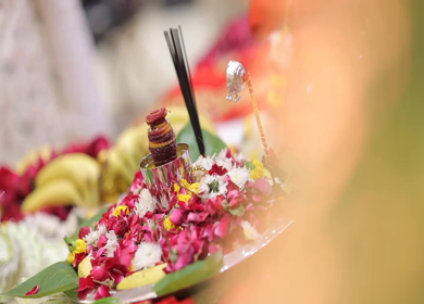A shot of an Indian Wedding where rituals are being performed in India