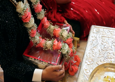 A shot of rituals being performed at an Indian Wedding in India