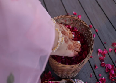 A shot of an Indian Wedding where rituals are being performed in India