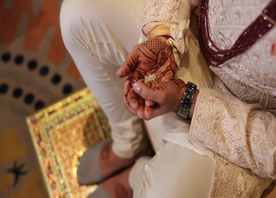 A shot of rituals being performed at an Indian Wedding in India