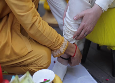 A shot of an Indian Wedding where rituals are being performed in India