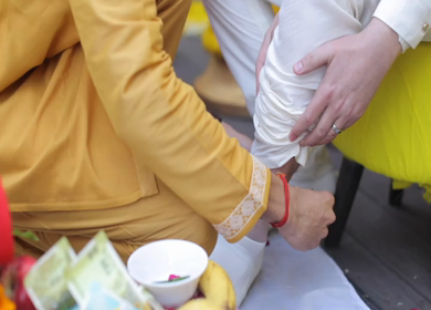A shot of an Indian Wedding where rituals are being performed in India