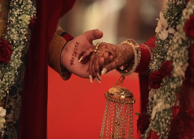A shot of an Indian Wedding where rituals are being performed in India