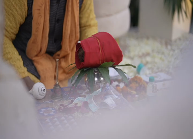 A shot of an Indian Wedding where rituals are being performed in India