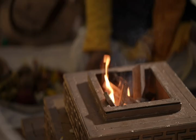 A shot of an Indian Wedding where rituals are being performed in India