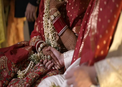 A shot of an Indian Wedding where rituals are being performed in India