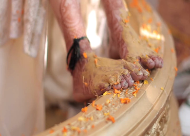 A shot of an Indian Wedding where rituals are being performed in India