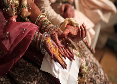 A shot of rituals being performed at an Indian Wedding in India