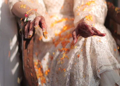 A shot of an Indian Wedding where rituals are being performed in India