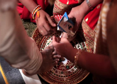 9th February, 2024 : A shot of an Indian Wedding where rituals are being performed in India
