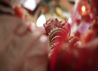 A shot of rituals being performed at an Indian Wedding in India