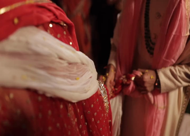 A shot of an Indian Wedding where rituals are being performed in India