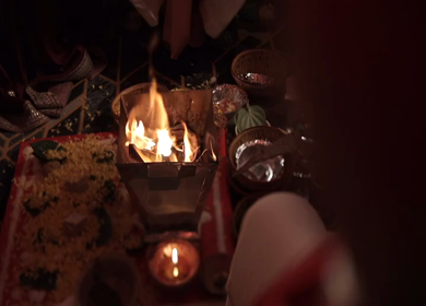 A Slow Motion Shot of an Indian Wedding where rituals are being performed in India