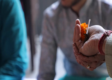 A Slow Motion Shot of an Indian Wedding where rituals are being performed in India