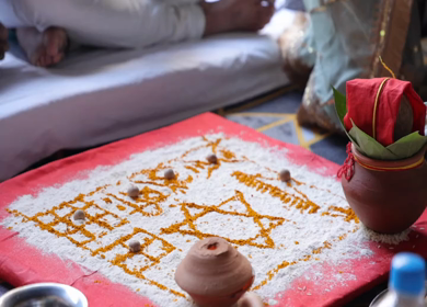 A Slow Motion Shot of an Indian Wedding where rituals are being performed in India