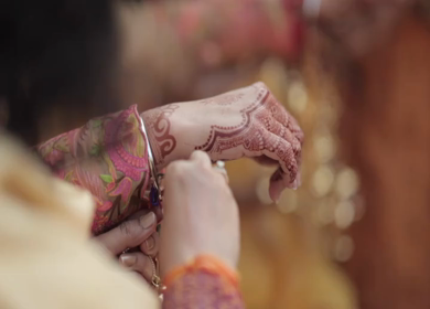 A Slow Motion Shot of an Indian Wedding where rituals are being performed in India