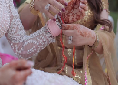 A Slow Motion Shot of an Indian Wedding where rituals are being performed in India