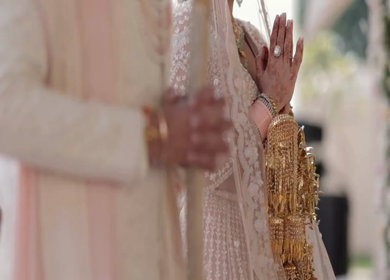 A Slow Motion Shot of an Indian Wedding where rituals are being performed in India