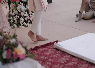 A Slow Motion Shot of an Indian Wedding where rituals are being performed in India