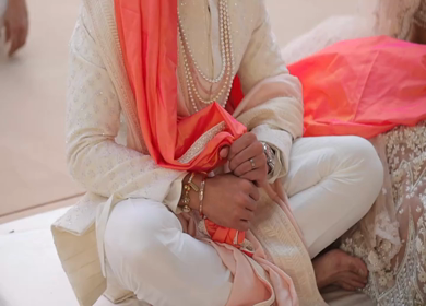 A Slow Motion Shot of an Indian Wedding where rituals are being performed in India