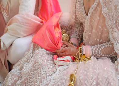 A Slow Motion Shot of an Indian Wedding where rituals are being performed in India