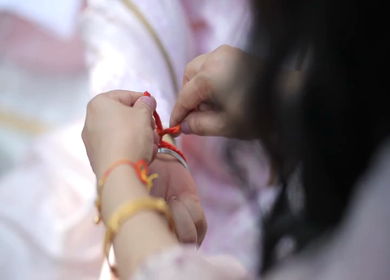 A shot of rituals being performed at an Indian Wedding in India