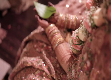 A Slow Motion Shot of an Indian Wedding where rituals are being performed in India