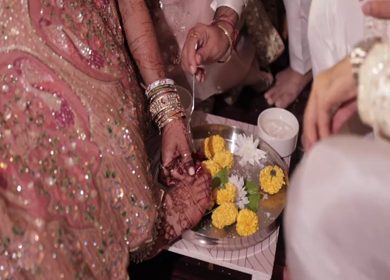 A Slow Motion Shot of an Indian Wedding where rituals are being performed in India