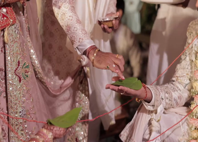 A Slow Motion Shot of an Indian Wedding where rituals are being performed in India