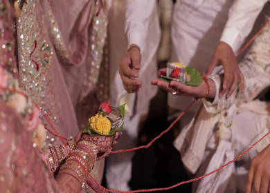A Slow Motion Shot of an Indian Wedding where rituals are being performed in India
