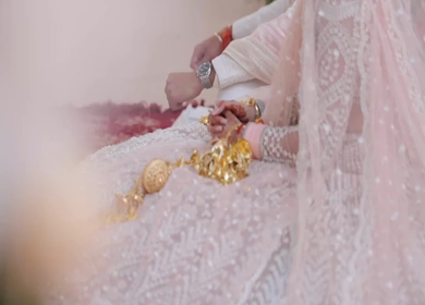 A Slow Motion Shot of an Indian Wedding where rituals are being performed in India