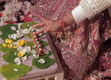 A Slow Motion Shot of an Indian Wedding where rituals are being performed in India