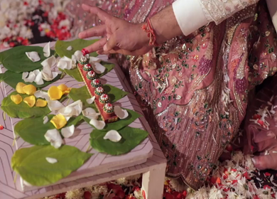 A Slow Motion Shot of an Indian Wedding where rituals are being performed in India