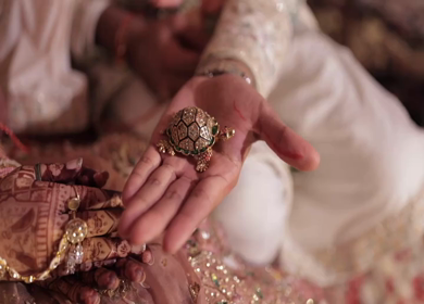 A Slow Motion Shot of an Indian Wedding where rituals are being performed in India