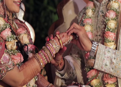 A Slow Motion Shot of an Indian Wedding where rituals are being performed in India
