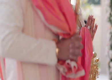 A Slow Motion Shot of an Indian Wedding where rituals are being performed in India