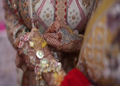 A Slow Motion Shot of an Indian Wedding where rituals are being performed in India