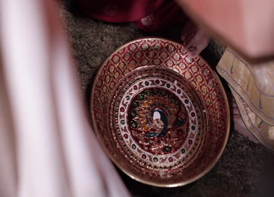 A Slow Motion Shot of an Indian Wedding where rituals are being performed in India