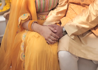 A Slow Motion Shot of an Indian Wedding where rituals are being performed in India