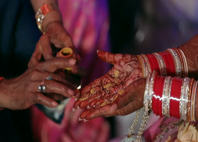 A shot of rituals being performed at an Indian Wedding in India