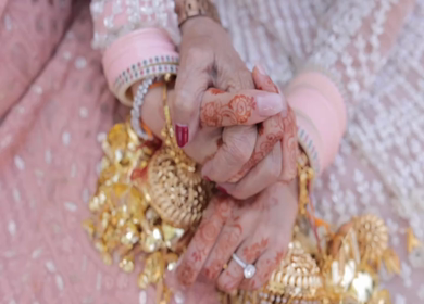 A Slow Motion Shot of an Indian Wedding where rituals are being performed in India