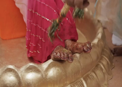 A Slow Motion Shot of an Indian Wedding where rituals are being performed in India