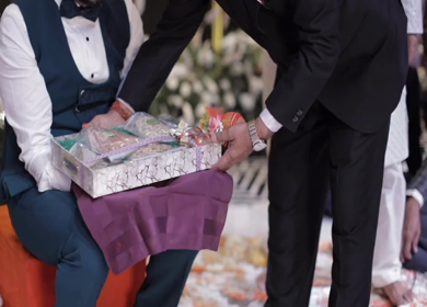 A Slow Motion Shot of an Indian Wedding where rituals are being performed in India